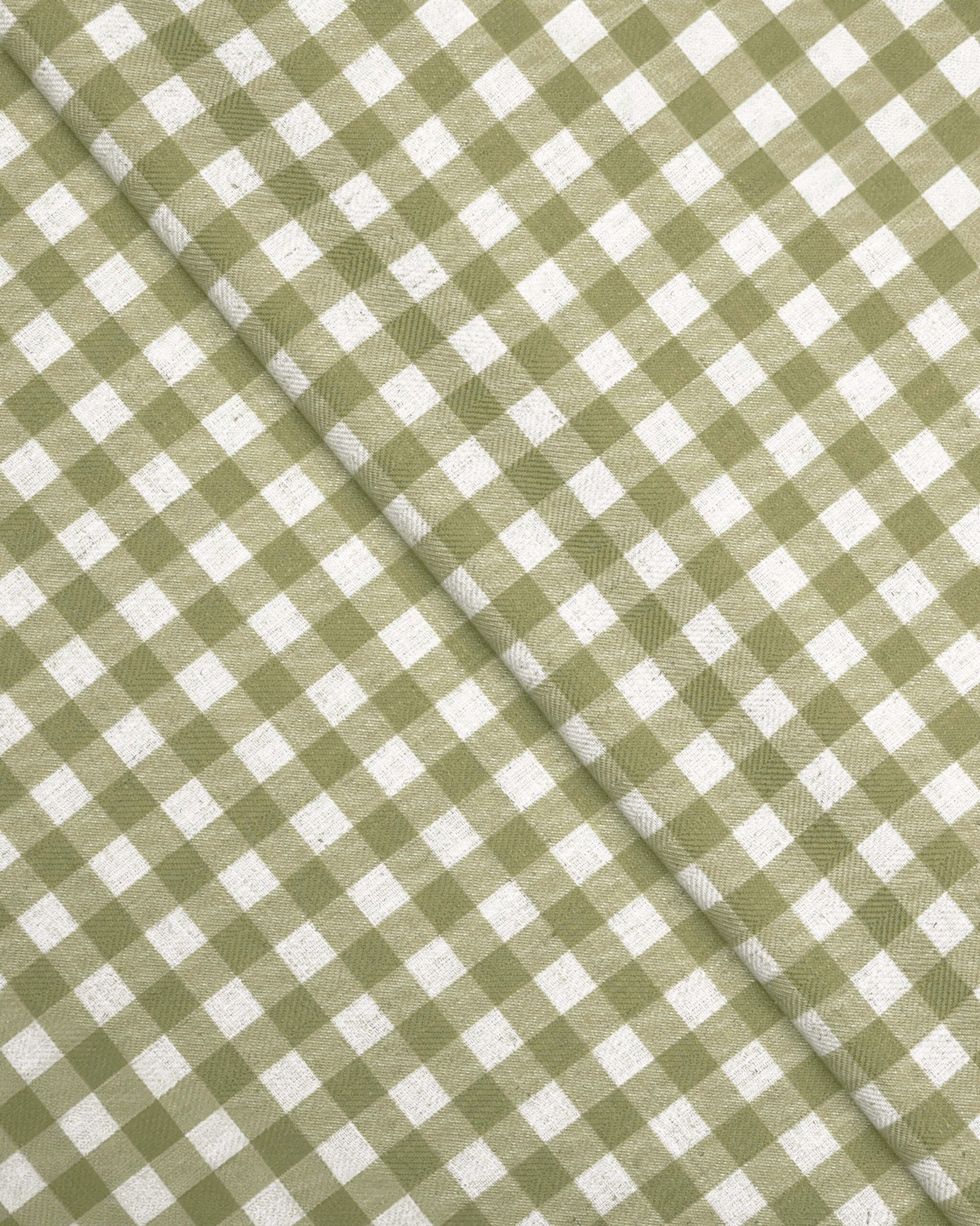 Folded-11-scaled-1.jpg Gingham Check - Green Fabric Swatch - Image 1