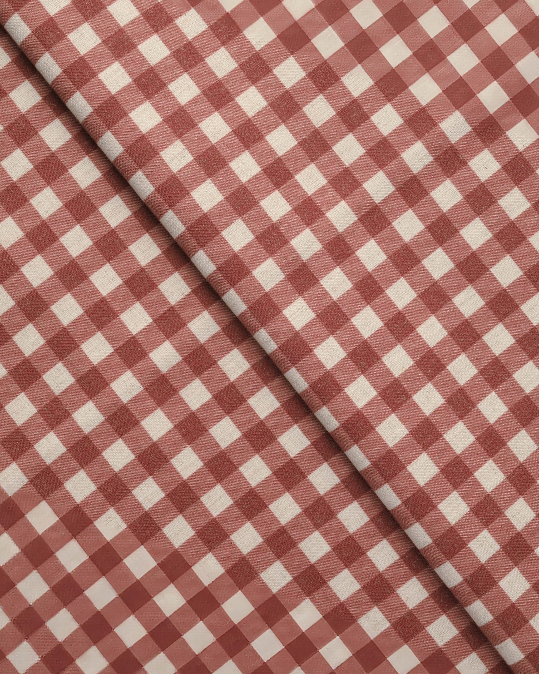 Folded-12-scaled-1.jpg Gingham Check - Crimson Red Fabric Swatch - Image 1