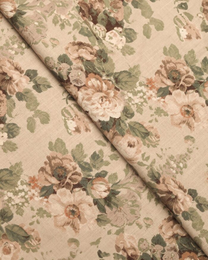 Vintage Floral Collection - Beige Ripple Fold Drapes - Image 3