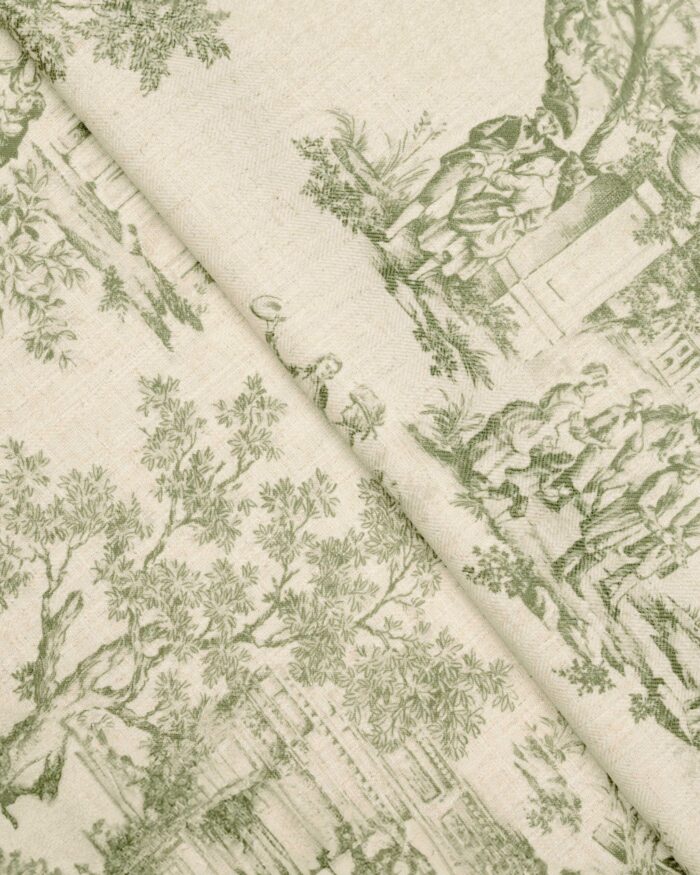 French Toile - Sea Green Ripple Fold Drapes - Image 3