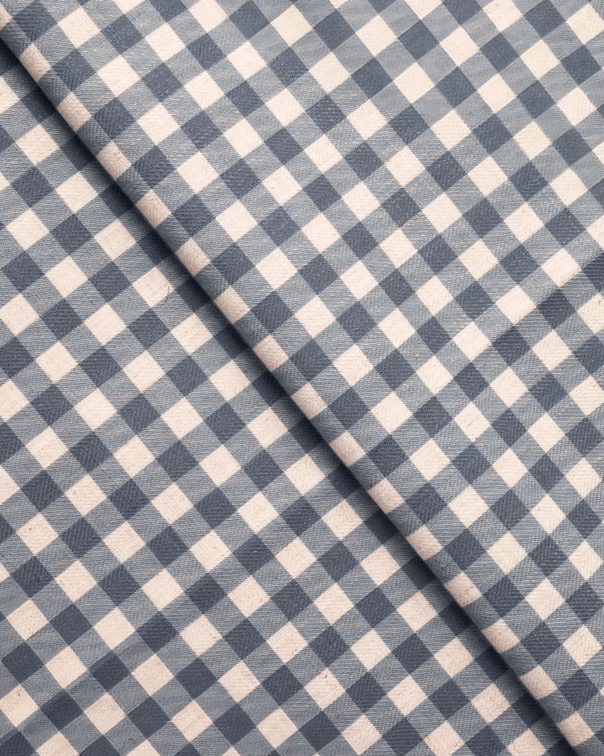 Folded-copy2-scaled-1.jpg Gingham Check - Blue Fabric Swatch - Image 1