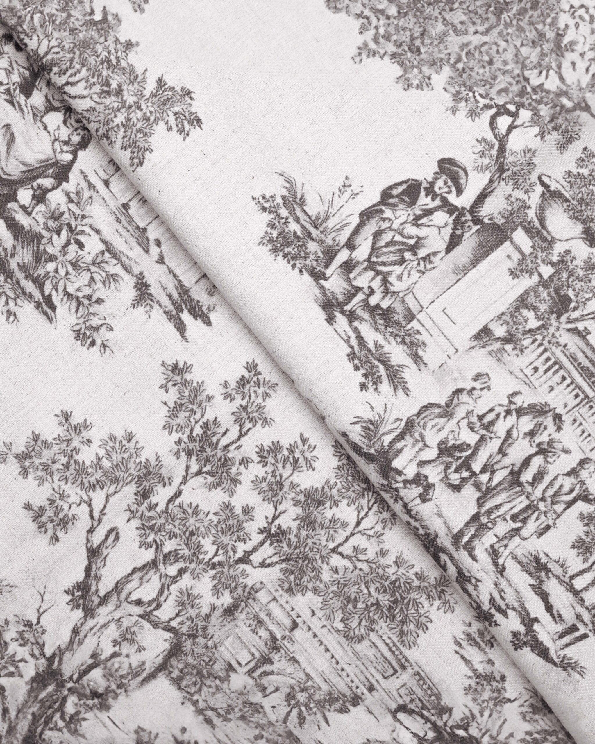 French-Toile-Brown-Folded-Shot-scaled-1.jpg French Toile - Brown Fabric Swatch - Image 1
