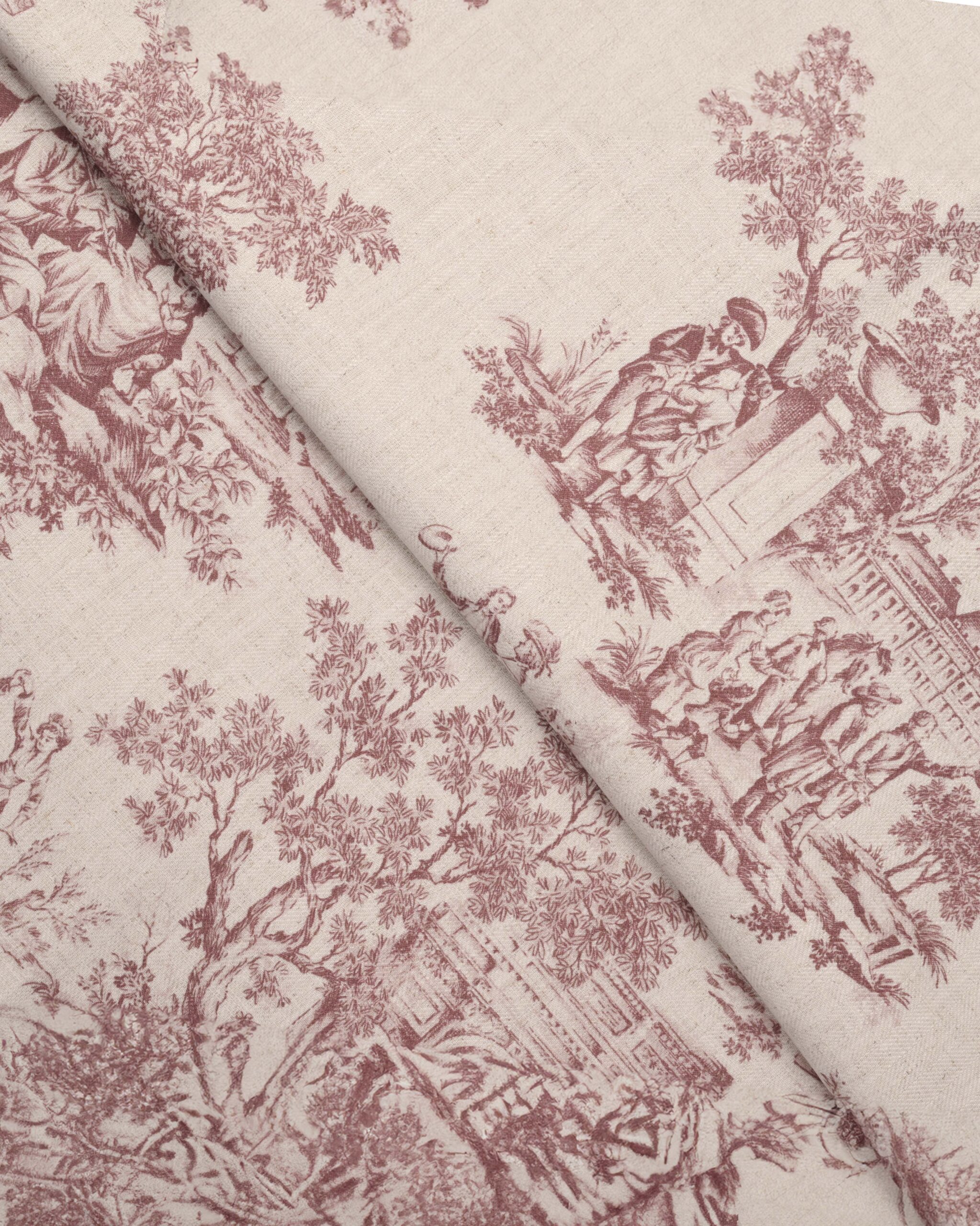 French-Toile-Misty-Rose-Fabric-Swatch-Folded-Shot-scaled-1.jpg French Toile - Misty Rose Fabric Swatch - Image 1