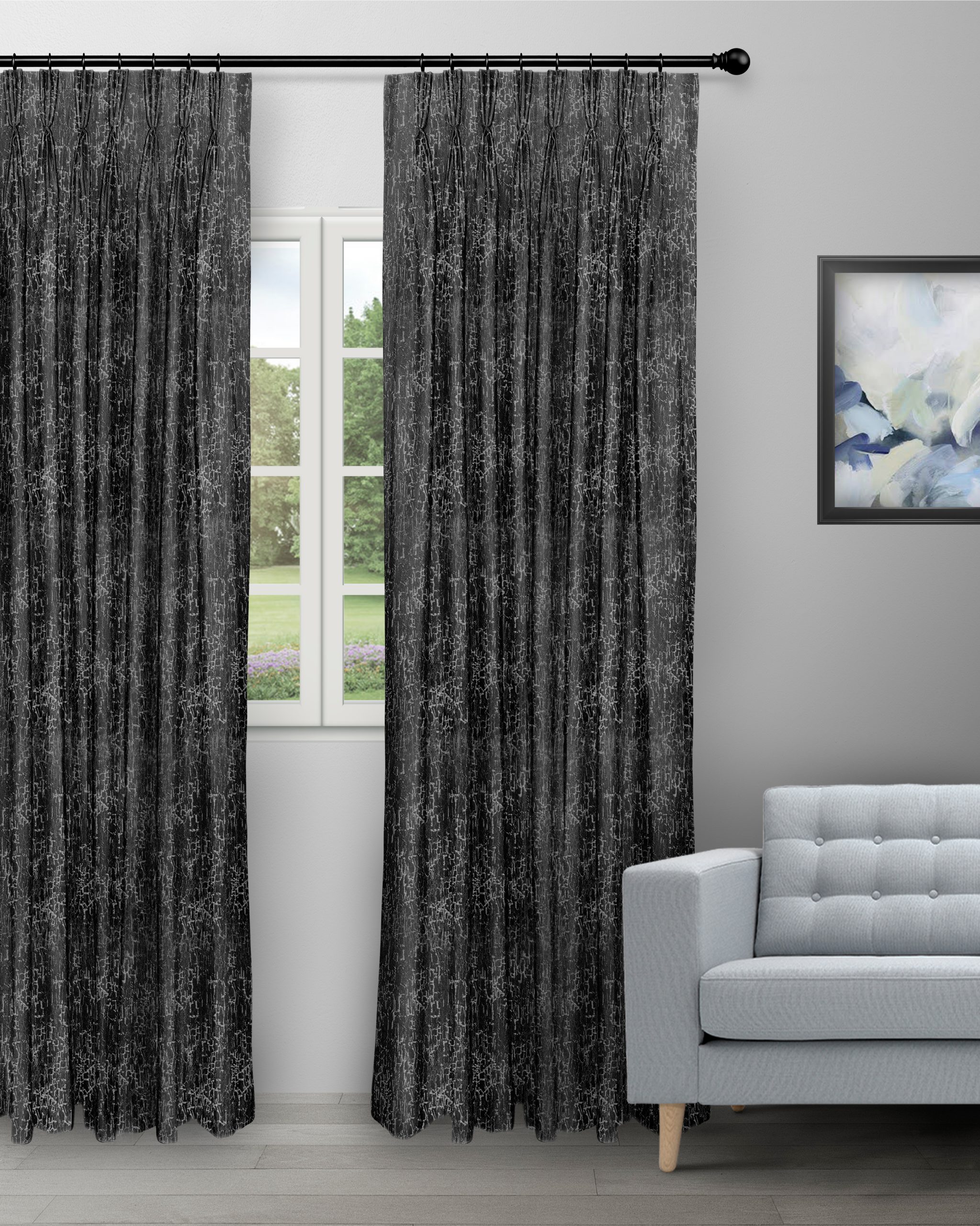 Only-Black-Grey-Curtain-image-scaled-1.jpg Only - Black/Gray Custom Curtains - Image 1