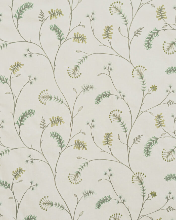 Embroidered Silvy - Sage Green Ripple Fold Drapes - Image 3