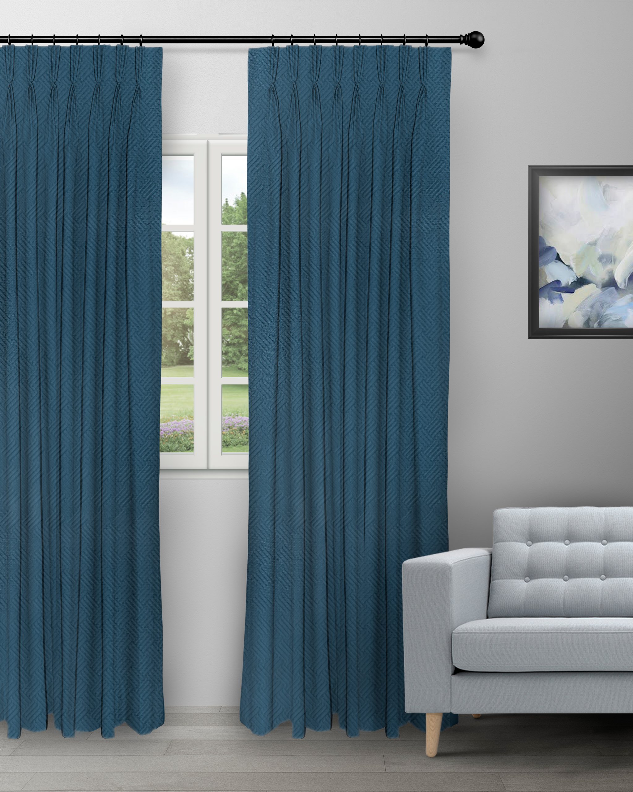 Sand-Bubble-Navy-Curtain-image-scaled-1.jpg Sand Bubble - Navy Custom Curtains - Image 1