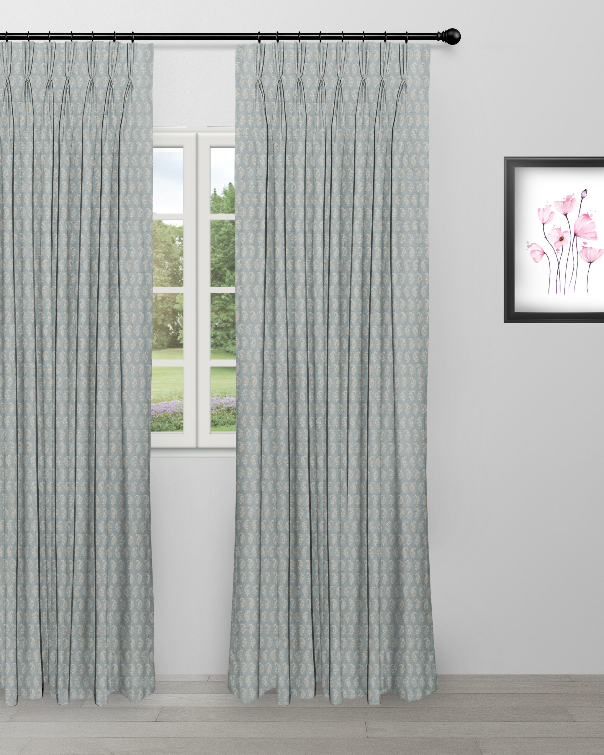 Vintage Paisley - Blue Sky - Curtain Vintage Paisley - Blue Sky Custom Curtains - Image 1