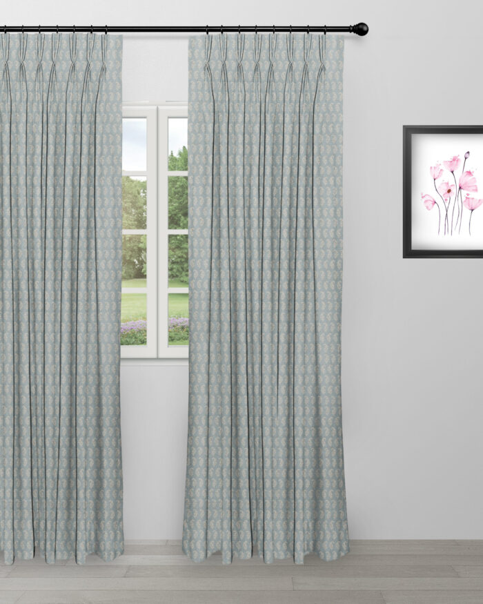 Vintage Paisley - Blue Sky Ripple Fold Drapes - Image 4