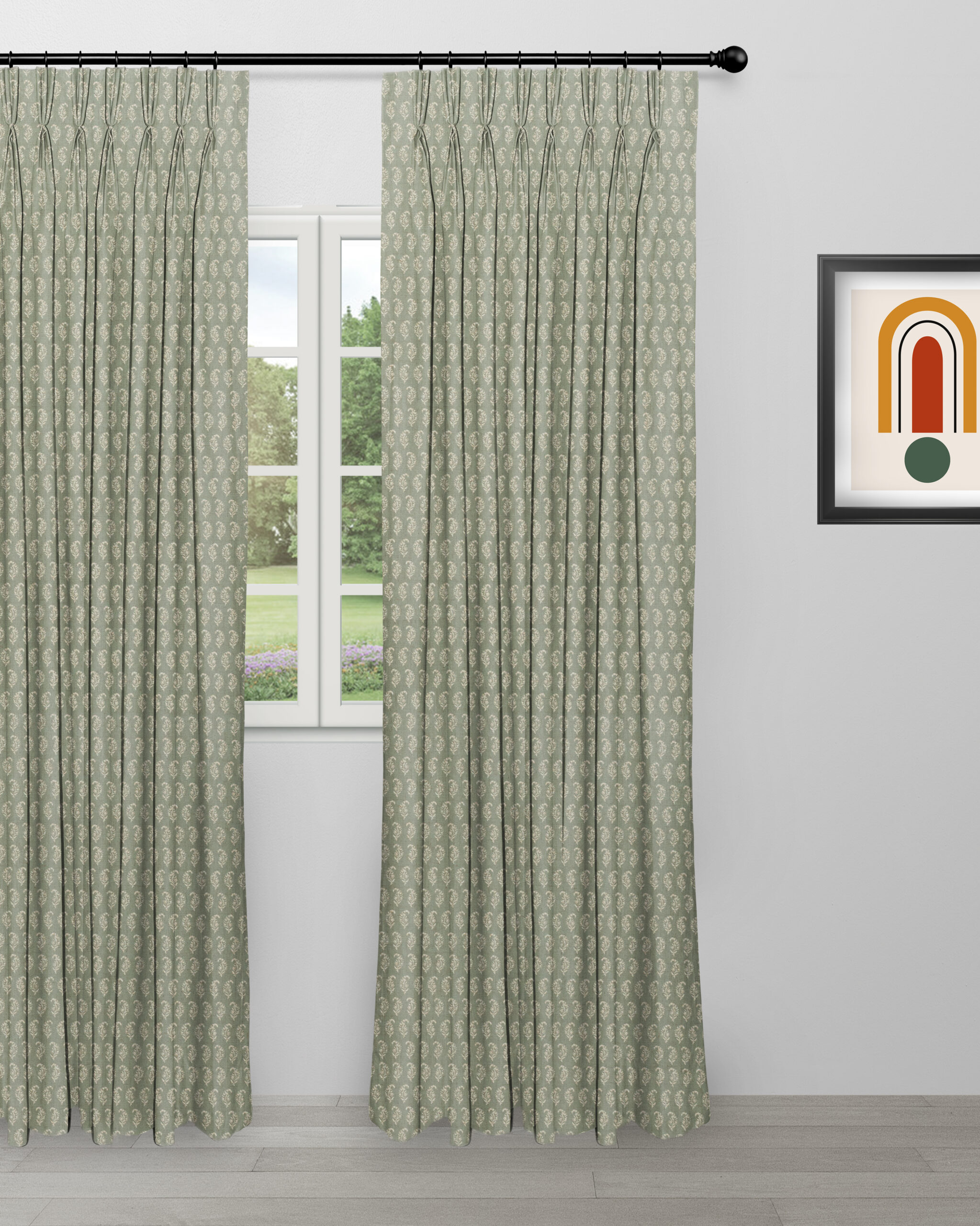 Vintage Paisley - Soft Green - Curtain Vintage Paisley - Soft Green Custom Curtains - Image 1