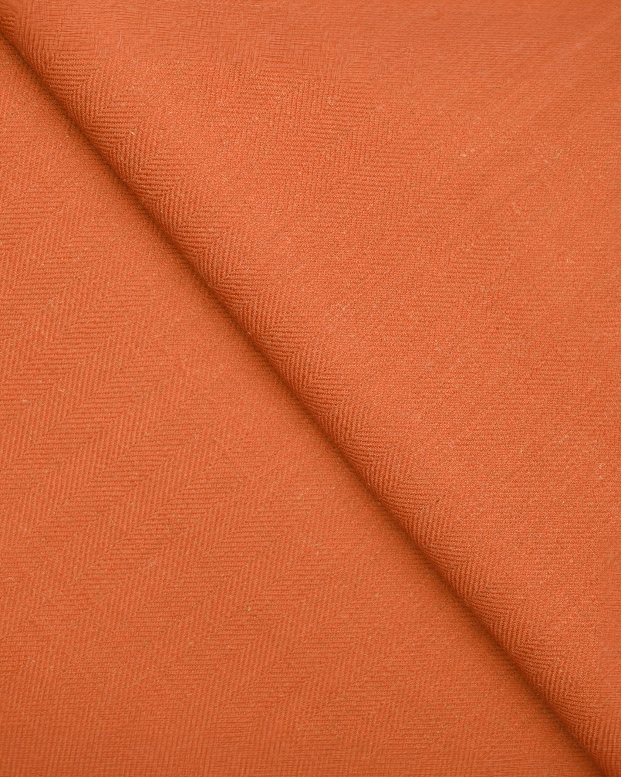 close-12-scaled-1.jpg Herringbone Plains - Orange Carrot Fabric Swatch - Image 1