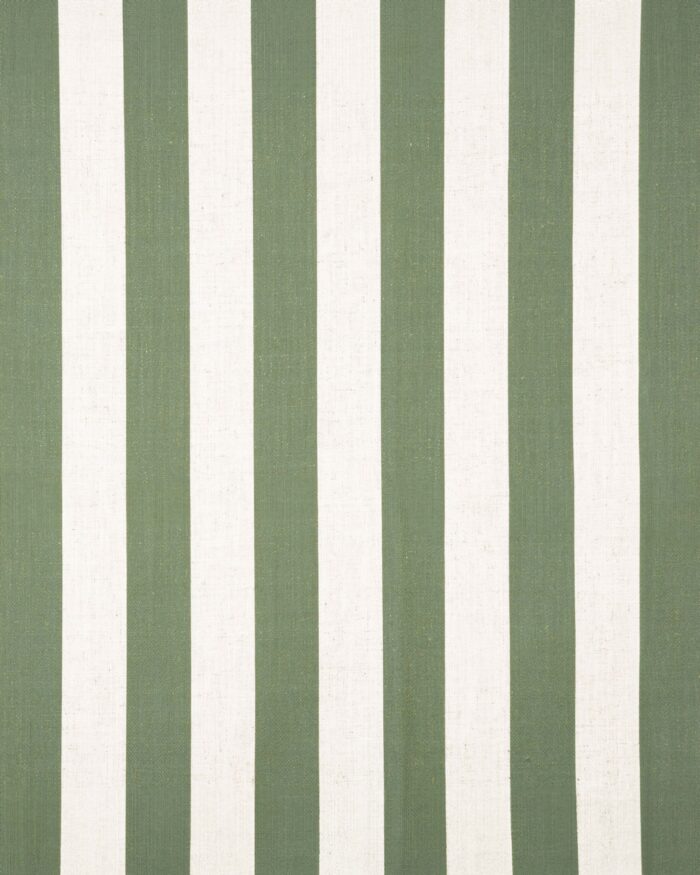 Vintage Linen Stripes - Khaki Green Ripple Fold Drapes - Image 3