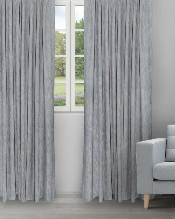 Almond - Dusky Blue Almond - Dusky Blue Ripple Fold Drapes - Image 1