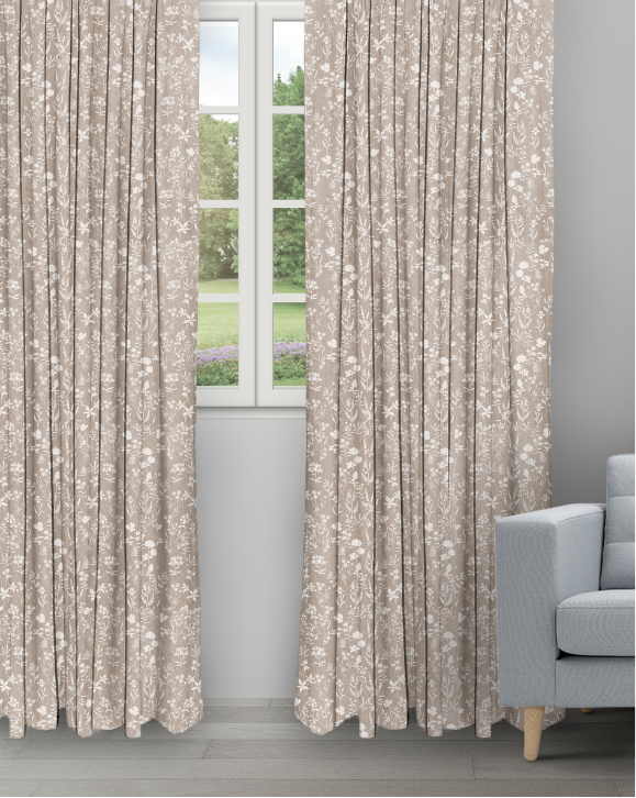 Floral Athena - Greystone Floral Athena - Greystone Ripple Fold Drapes - Image 1