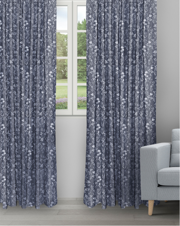 Floral Athena - Lake Floral Athena - Lake Ripple Fold Drapes - Image 1