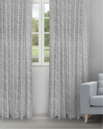Floral Athena - Silver Color Ripple Fold Drapes