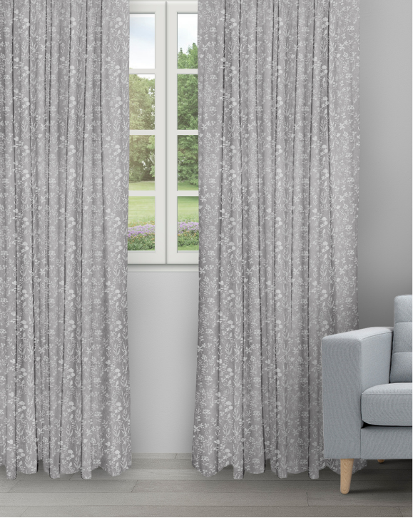 Floral Athena - Silver Floral Athena - Silver Color Ripple Fold Drapes - Image 1