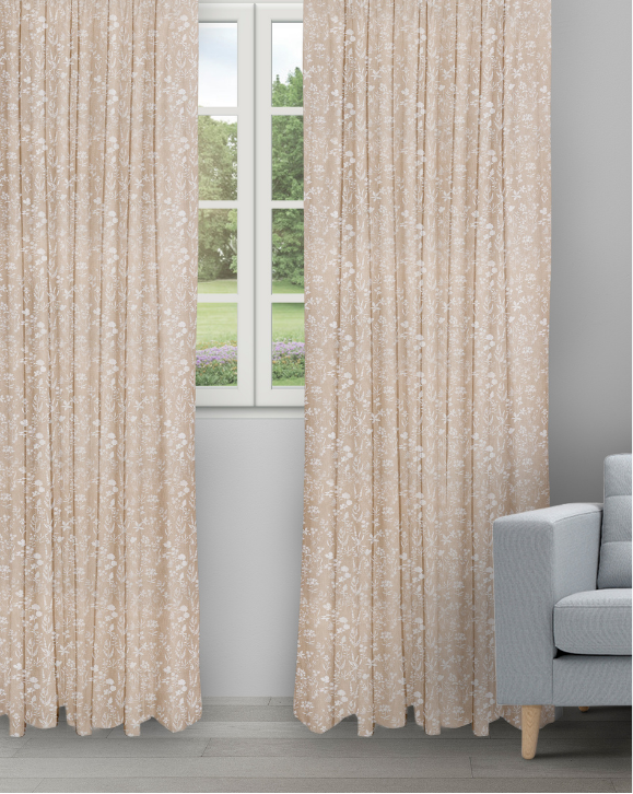 Floral Athena - Vanilla Floral Athena - Vanilla Ripple Fold Drapes - Image 1