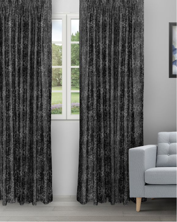 Only - Black Gray Only - Black/Gray Ripple Fold Drapes - Image 1
