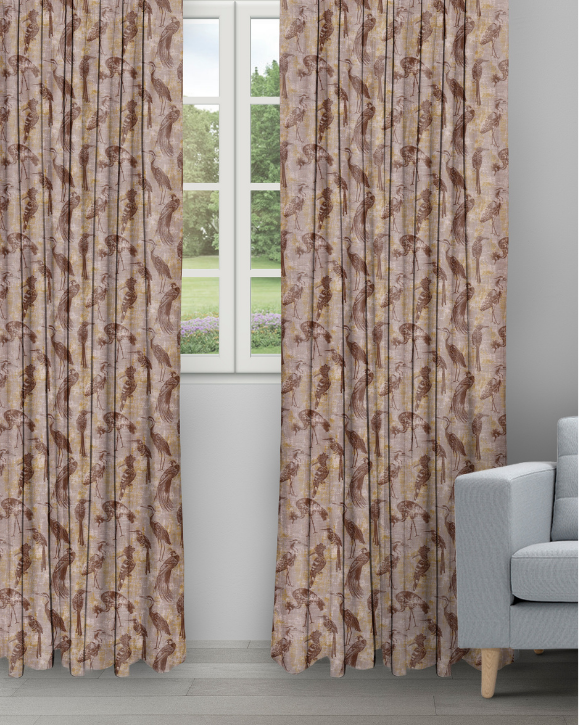 Safari Birds - Brass Safari Birds - Brass Ripple Fold Drapes - Image 1