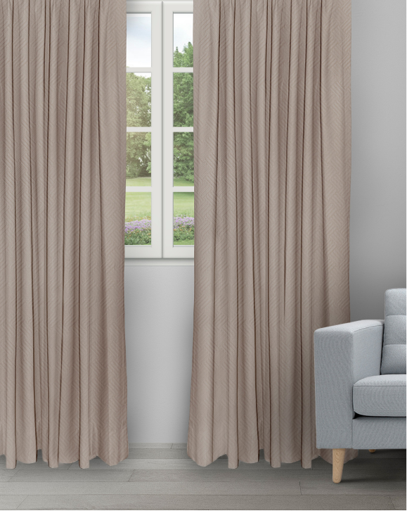 Sand Bubble - Snow Taupe Sand Bubble - Taupe Ripple Fold Drapes - Image 1