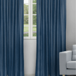 Sand Texture - Navy Blue Ripple Fold Drapes