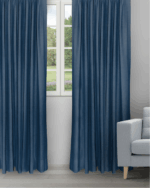 Sand Texture - Navy Blue Ripple Fold Drapes