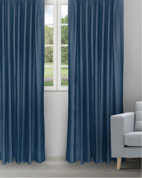 Sand Texture - Navy Blue Sand Texture - Navy Blue Ripple Fold Drapes - Image 1