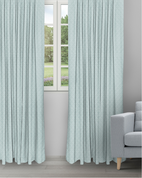 Sprint Aqua Blue Sprint - Aqua Blue Ripple Fold Drapes - Image 1