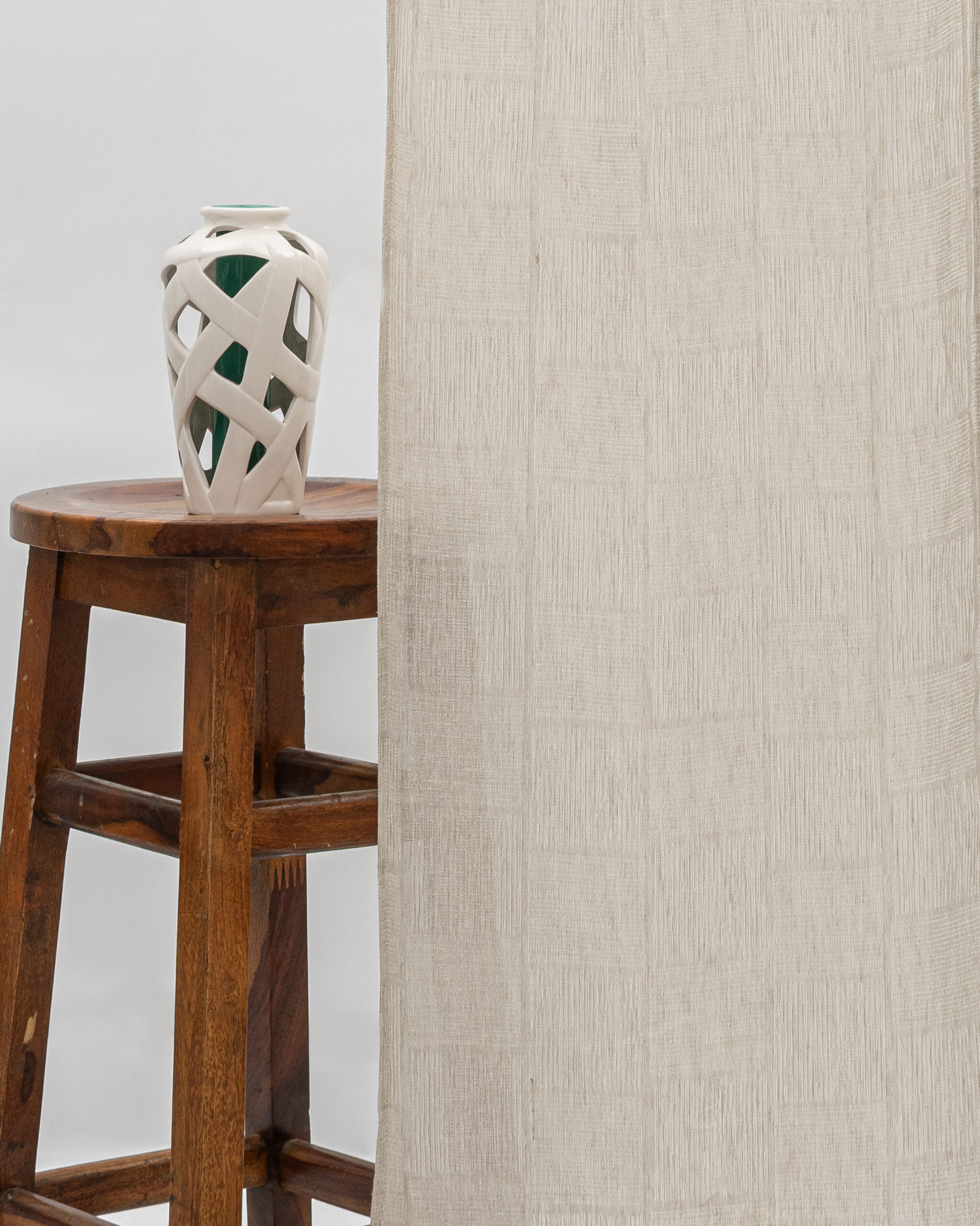 Buffalo Striped Sheer - Beige - Curtain Buffalo Striped Sheer Ripple Fold Curtains - Beige - Image 1