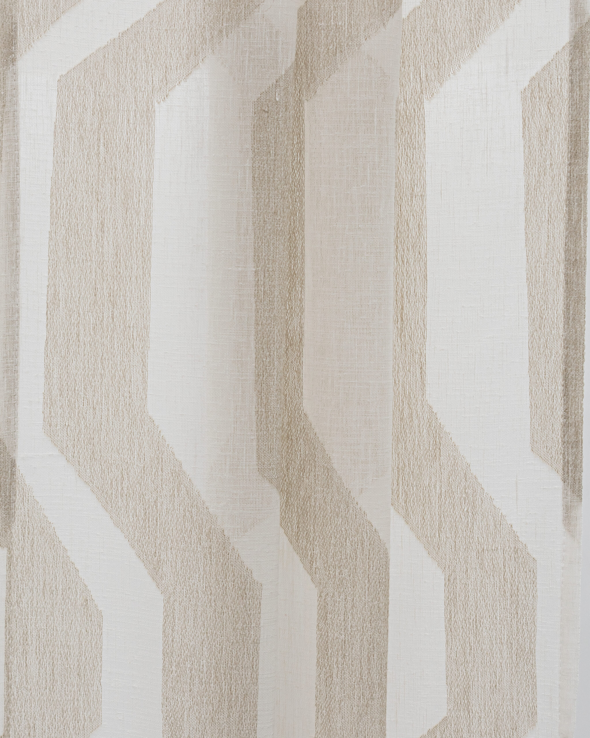 Cosmo Striped Semi Sheer - Beige - Folded Cosmo Striped Semi Sheer Fabric Swatch- Beige - Image 1