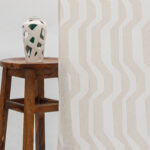 Cosmo Striped Semi Sheer Ripple Fold Curtains - Natural