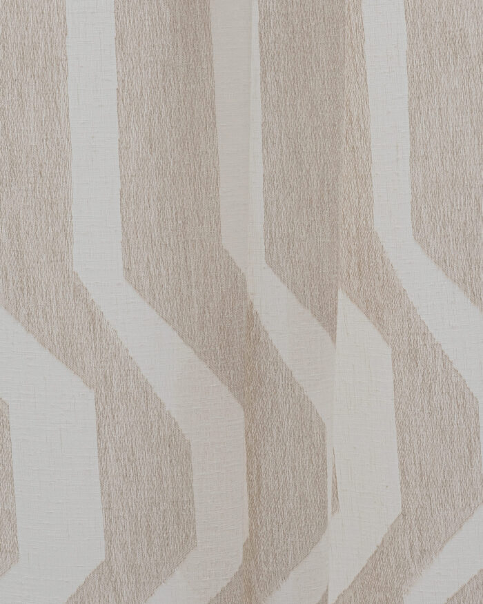 Cosmo Striped Semi Sheer Ripple Fold Curtains - Sand - Image 2