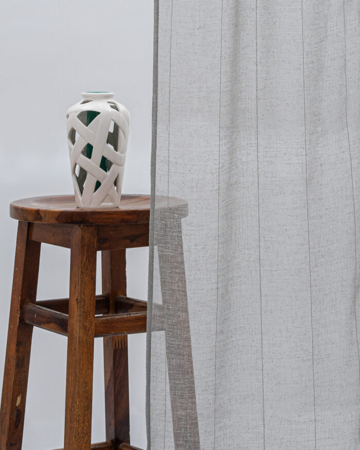 Mercer Striped Sheer Fabric Swatch- Gray - Image 3