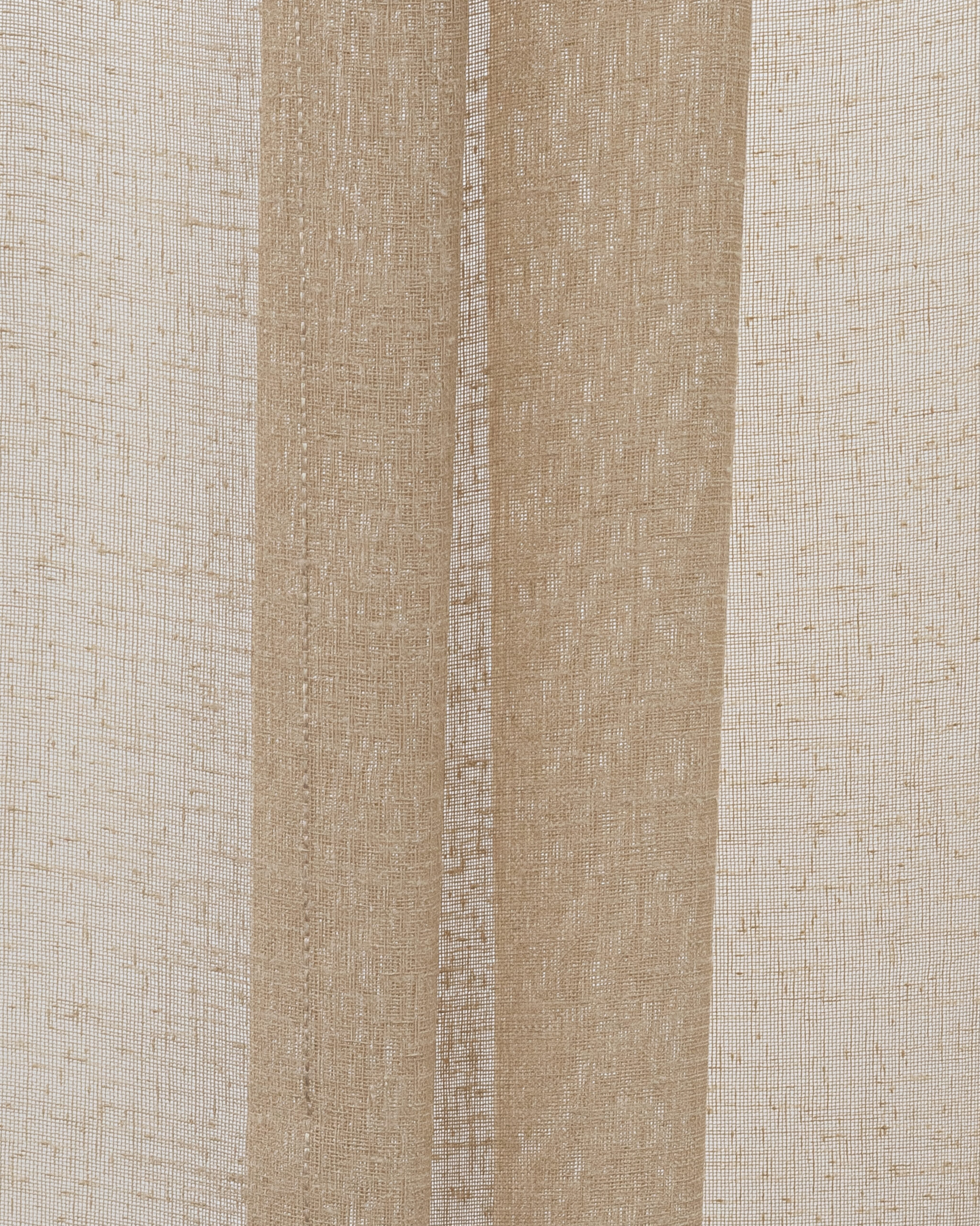 Mercer Striped Sheer - Sand - Folded Mercer Striped Sheer Fabric Swatch- Sand - Image 1