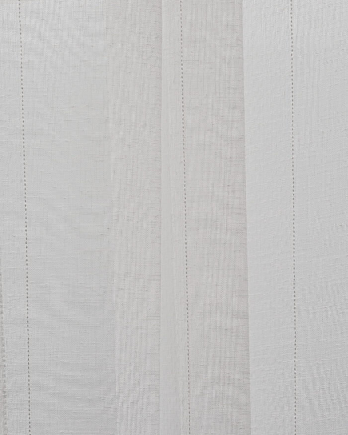 Mercer Striped Sheer Ripple Fold Curtains- Snow - Image 2