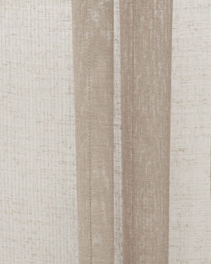 Mercer Striped Sheer Ripple Fold Curtains- Taupe - Image 2