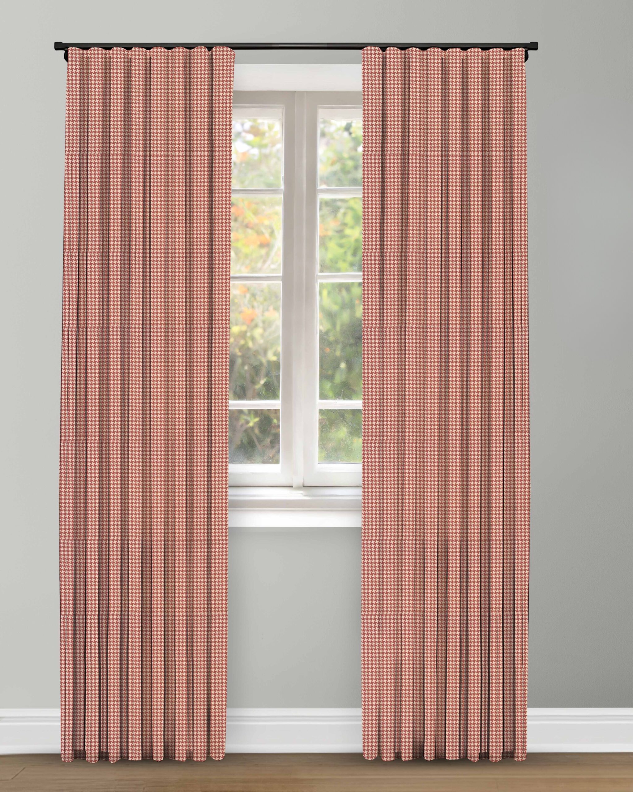 curtains - Edited (1) Classic Houndstooth - Tuscan Red Ripple Fold Drapes - Image 1