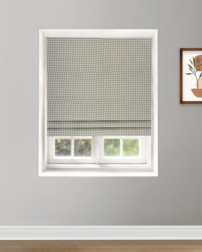 Classic Houndstooth - Teal/ Green Roman Shades - Image 2