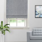 Almond - Dusky Blue Custom Roman Shades