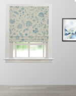 Blooming Spring - Linen Blue Roman Shades