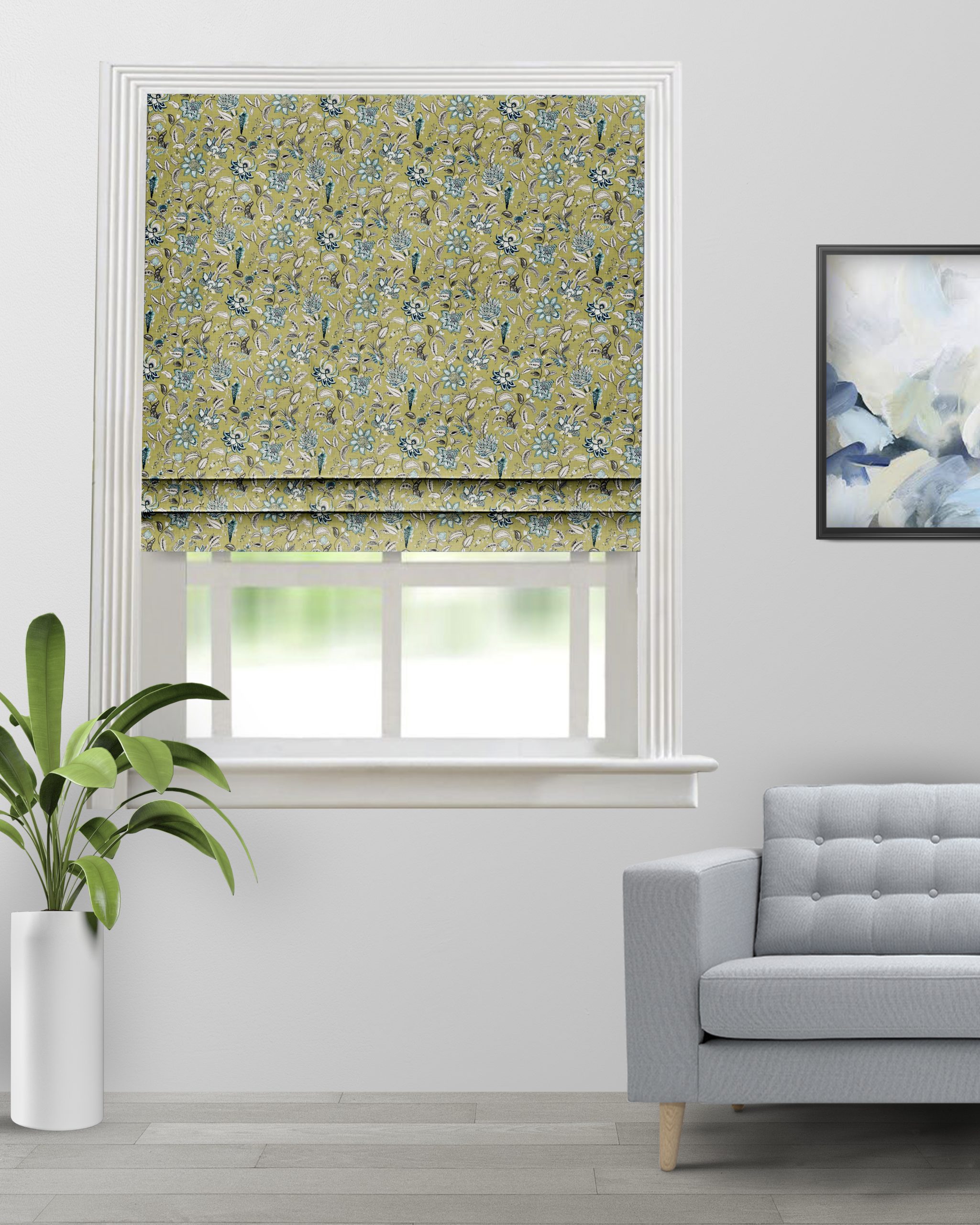 Chelsea-Floral-Olive-_Roman-Shade-image-1-scaled-1.jpg Chelsea Floral - Olive Roman Shades - Image 1