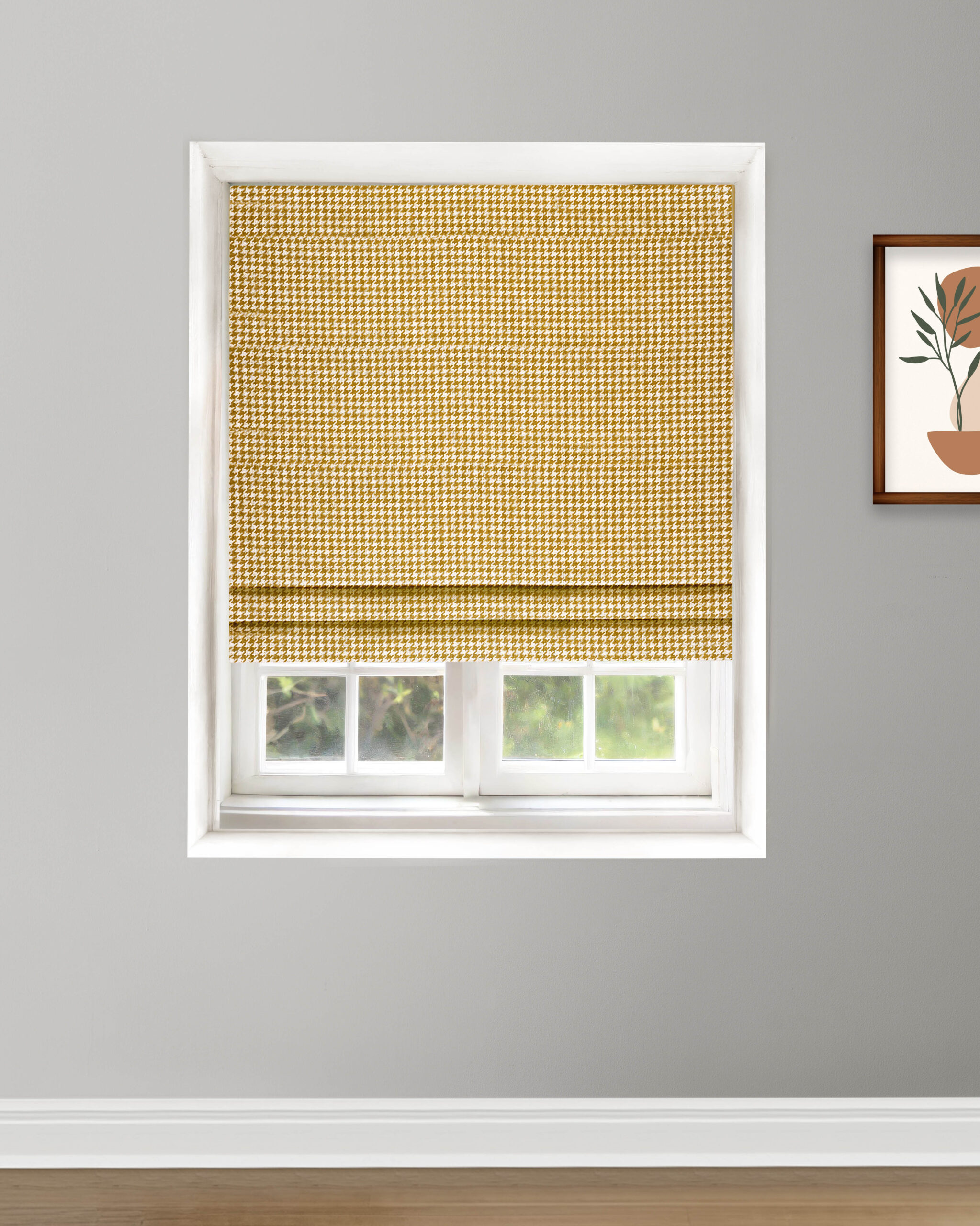 Classic-Houndstooth-Roman-Mustard-scaled-1.jpg Classic Houndstooth - Mustard Roman Shades - Image 1