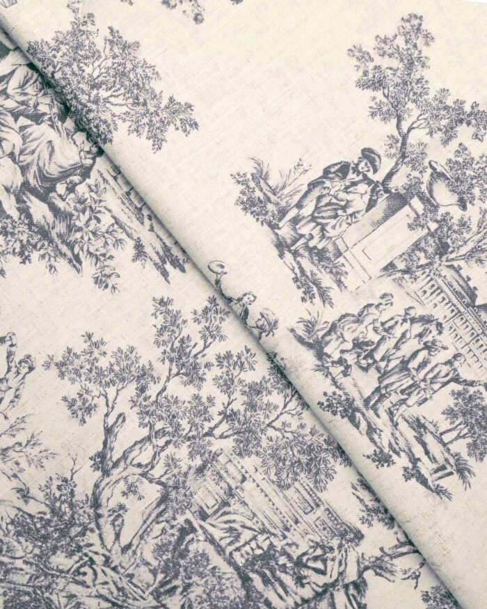 French Toile - Steel Blue Roman Shades - Image 2