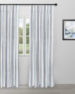 French Stripes - Blue Custom Curtains