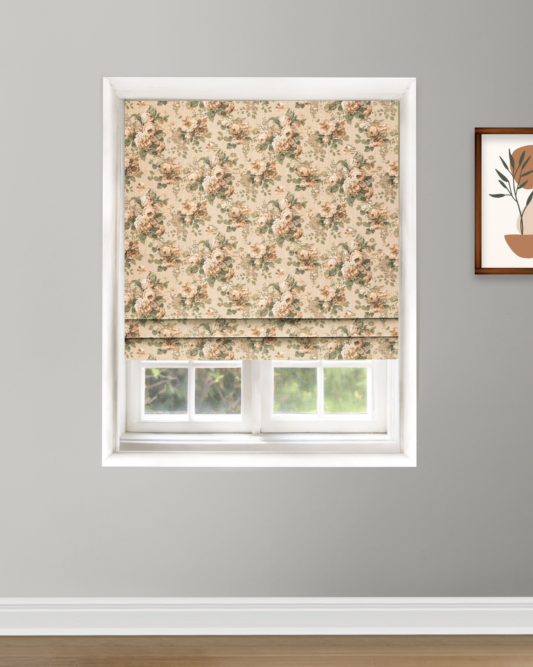 Roman-2-scaled-1.jpg Vintage Floral Collection - Beige Roman Shades - Image 1