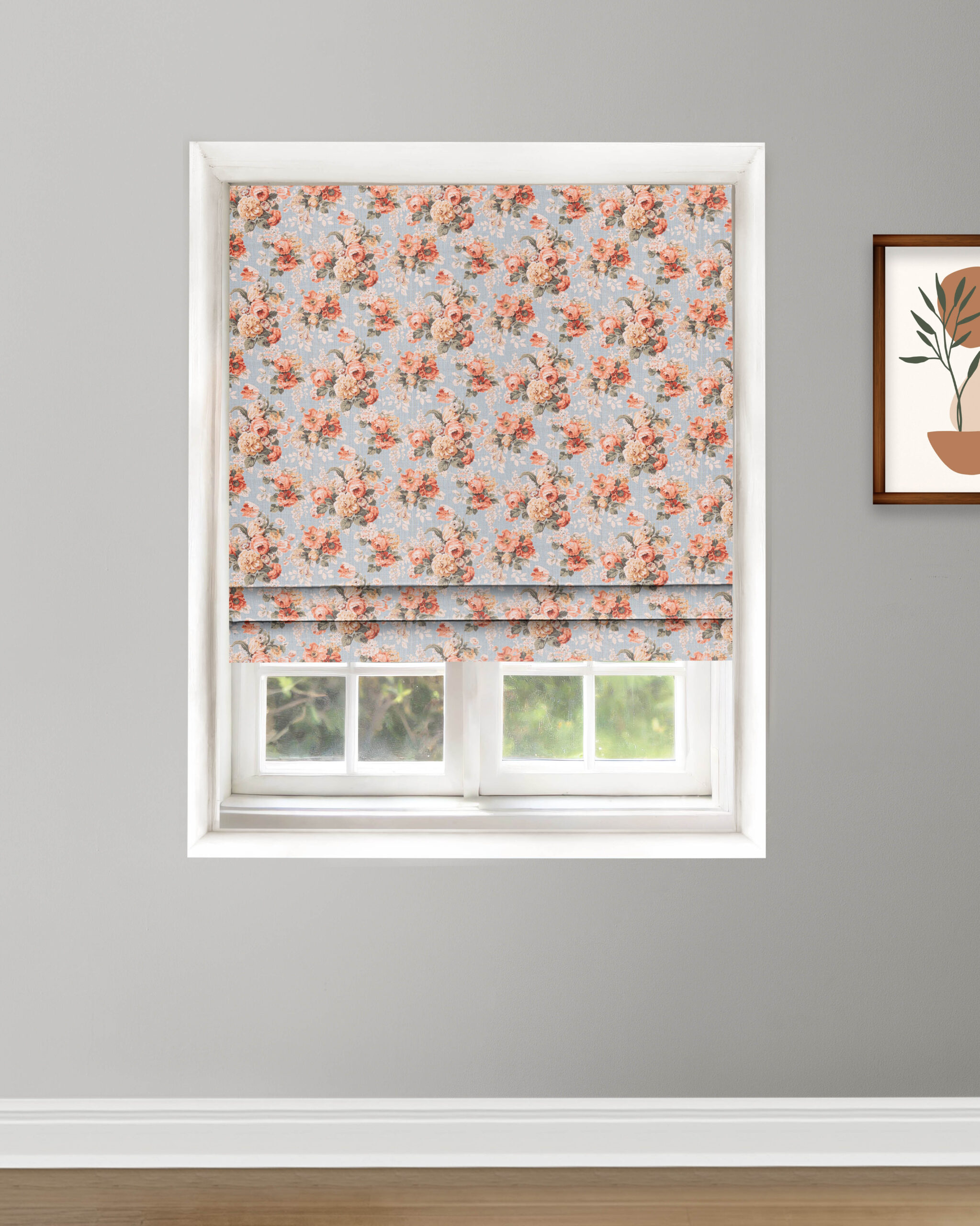 Roman-4-scaled-1.jpg Vintage Floral Collection - Tangerine Roman Shades - Image 1