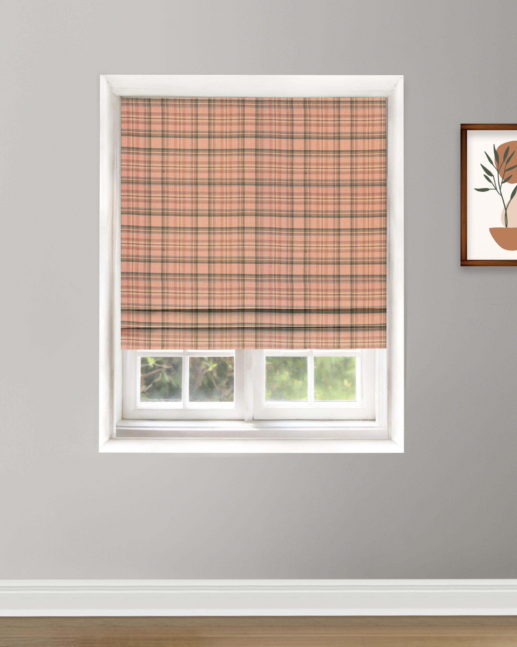 Roman-9-scaled-1.jpg Farmhouse Plaid Check - Petal Roman Shades - Image 1