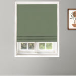 Herringbone Plains - Emerald Green Roman Shades