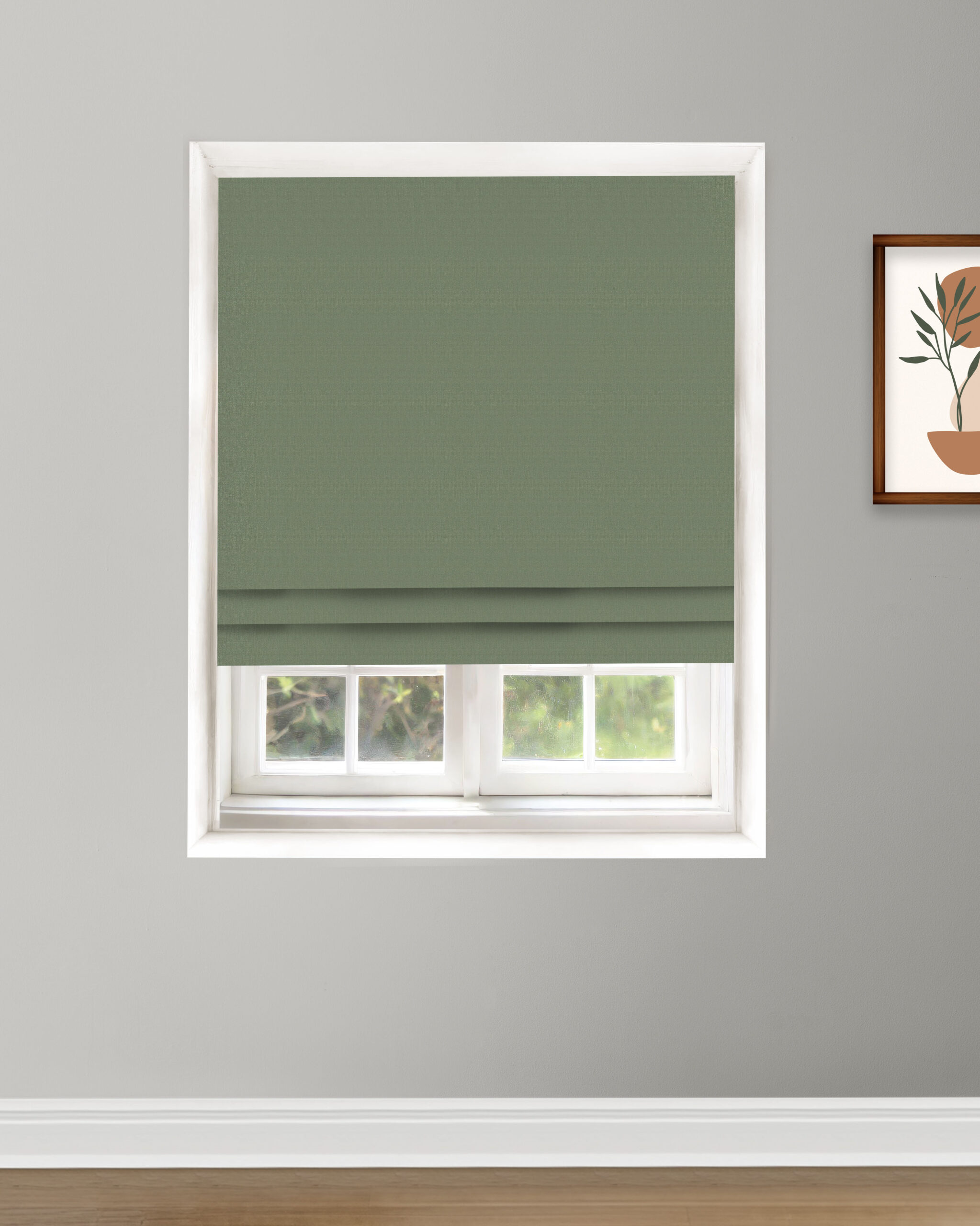 Roman-Shade-14-scaled-1.jpg Herringbone Plains - Emerald Green Roman Shades - Image 1
