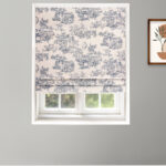 French Toile - Steel Blue Roman Shades